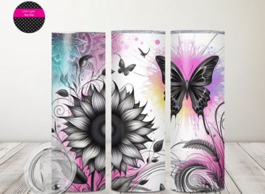 Butterfly and Flower Tumbler